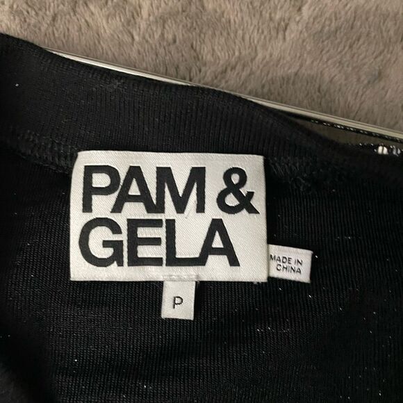 Pam & Gela Womens Black Stretch Crew-Neck Long Sleeve Embellished Sweater S - Picture 5 of 6